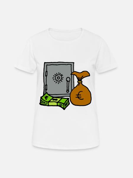 Coffre avec billets et sac d'argent de la richesse - T-shirt respirant Femme - blanc