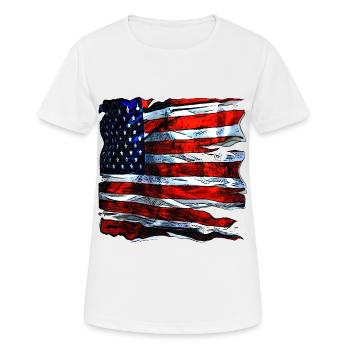 Vintage American Flag feinste Handarbeit - Frauen T-Shirt atmungsaktiv - Weiß - Vorne - AI Model Female 172 dark (172cm)