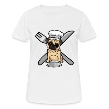 Mops Leben Hund Hunde hungrig kochen - Frauen T-Shirt atmungsaktiv - Weiß - Vorne - AI Model Female 172 dark (172cm)
