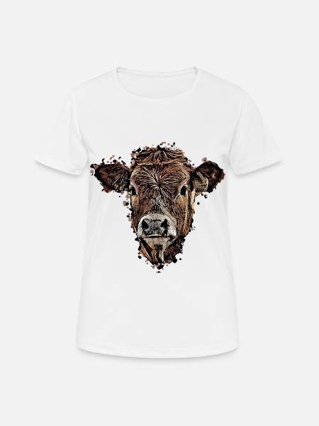 Kuh - Frauen T-Shirt atmungsaktiv - Weiß