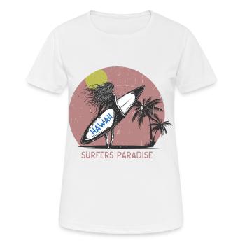 Hawaii Surffers Paradise Surf Girl Sunset Vintage - T-shirt respirant Femme - blanc - Devant - AI Model Female 172 dark (172cm)