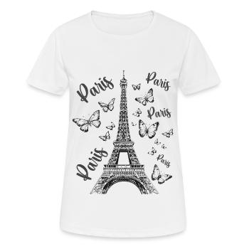 Paris Eiffelturm Frankreich Schmetterlinge Kunst - Frauen T-Shirt atmungsaktiv - Weiß - Vorne - AI Model Female 172 dark (172cm)