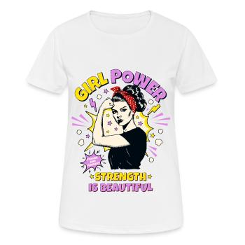 Femme Pop Art Girl Power Girl Power Girl Strong - T-shirt respirant Femme - blanc - Devant - AI Model Female 172 dark (172cm)
