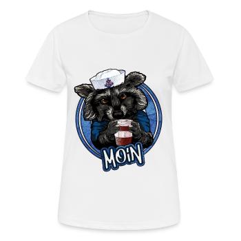 Kaffeeliebender Waschbär | Yolo-Artwork - Frauen T-Shirt atmungsaktiv - Weiß - Vorne - AI Model Female 172 dark (172cm)