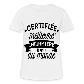 T shirt infirmière meilleure infirmière cadeau - T-shirt respirant Femme - blanc - Devant - AI Model Female 172 dark (172cm)
