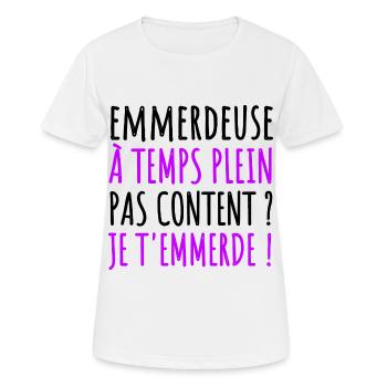 Emmerdeuse à temps plein humour femme cadeau drôle - T-shirt respirant Femme - blanc - Devant - AI Model Female 172 dark (172cm)