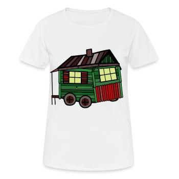 Fière roulotte de cabane en bois constructeur maison - T-shirt respirant Femme - blanc - Devant - AI Model Female 172 dark (172cm)