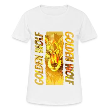 Wolf Wolfskopf Gold Mystisch Natur Wildnis Kunst - Frauen T-Shirt atmungsaktiv - Weiß - Vorne - AI Model Female 172 dark (172cm)