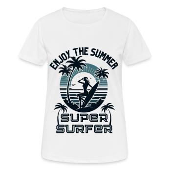 ENJOY THE SUMMER SURFER GIRL - Women's Breathable T-Shirt - white - Front - AI Model Female 172 dark (172cm)