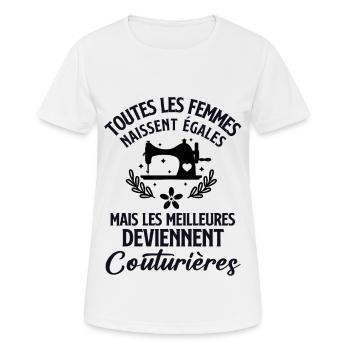 Coudre tricot machine à coudre - T-shirt respirant Femme - blanc - Devant - AI Model Female 172 dark (172cm)