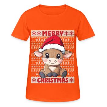 Bull Bull Christmas Cute Cute Christmassy - Women's Breathable T-Shirt - neon orange - Front - AI Model Female 172 dark (172cm)