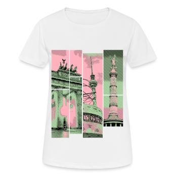 Berlin Skyline City Germany Collage Vintage - Women's Breathable T-Shirt - white - Front - AI Model Female 172 dark (172cm)
