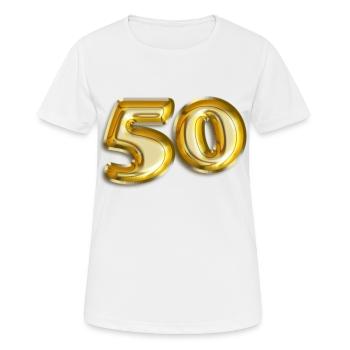 50 anniversaire de l’écriture de ballon-diapositives - T-shirt respirant Femme - blanc - Devant - AI Model Female 172 dark (172cm)