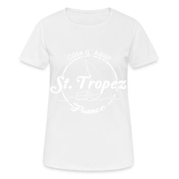 St Tropez France - Frauen T-Shirt atmungsaktiv - Weiß - Vorne - AI Model Female 172 dark (172cm)