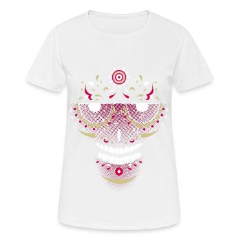 Crâne souriant - T-shirt respirant Femme - blanc - Devant - AI Model Female 172 dark (172cm)