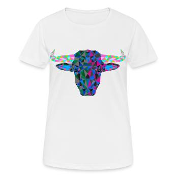 Rind Stier Ochse Hörner Polygon Rinder - Frauen T-Shirt atmungsaktiv - Weiß - Vorne - AI Model Female 172 dark (172cm)