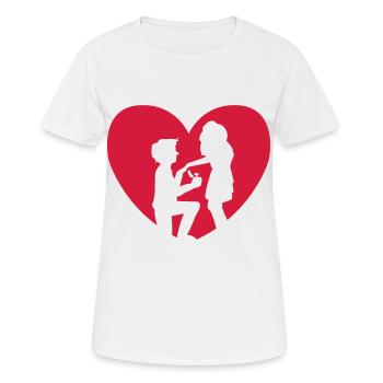 Heiratsantrag Herz - Hochzeit Antrag - Frauen T-Shirt atmungsaktiv - Weiß - Vorne - AI Model Female 172 dark (172cm)
