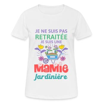 Je ne suis pas retraitée je suis mamie jardinière - T-shirt respirant Femme - blanc - Devant - AI Model Female 172 dark (172cm)