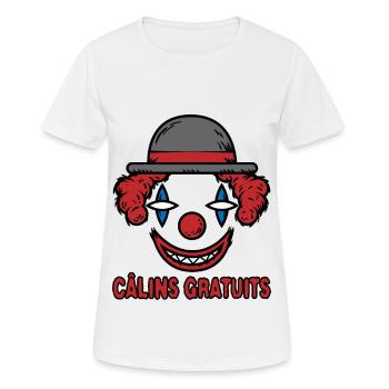 Câlins Gratuits Clown Chapeau Melon terrifiant - T-shirt respirant Femme - blanc - Devant - AI Model Female 172 dark (172cm)