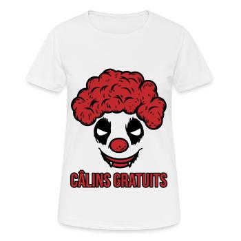Clown Cheveux Rouge Terrifiant Câlins Gratuits - T-shirt respirant Femme - blanc - Devant - AI Model Female 172 dark (172cm)