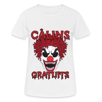 Câlins Gratuits Clown Terrifiant cheveux frisés - T-shirt respirant Femme - blanc - Devant - AI Model Female 172 dark (172cm)