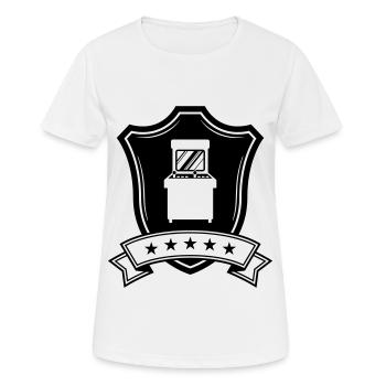 Armoiries Retro Gamer - T-shirt respirant Femme - blanc - Devant - AI Model Female 172 dark (172cm)
