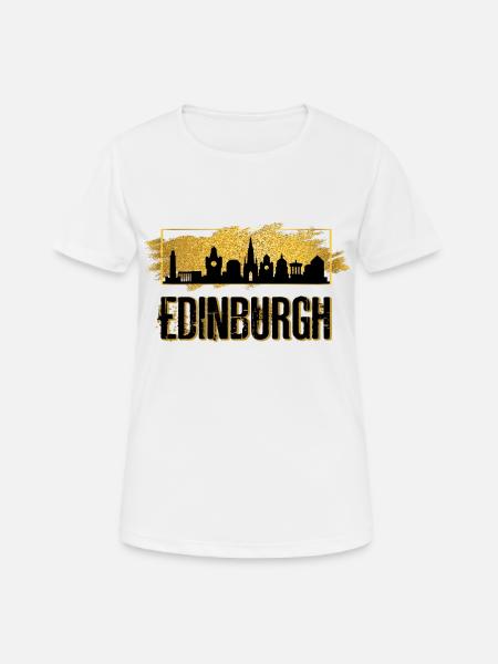 Edinburgh Schottland Stadt Skyline Liebe Gold - Frauen T-Shirt atmungsaktiv - Weiß