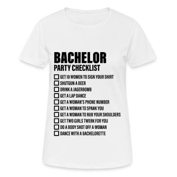Bachelor Party Checklist - JGA - Women's Breathable T-Shirt - white - Front - AI Model Female 172 dark (172cm)