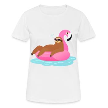 Sloth Sleeping On Flamingo Pool Float - T-shirt respirant Femme - blanc - Devant - AI Model Female 172 dark (172cm)