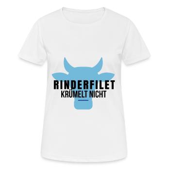 Rinderfilet Fleisch Krümelt Nicht beim Grillen - Frauen T-Shirt atmungsaktiv - Weiß - Vorne - AI Model Female 172 dark (172cm)
