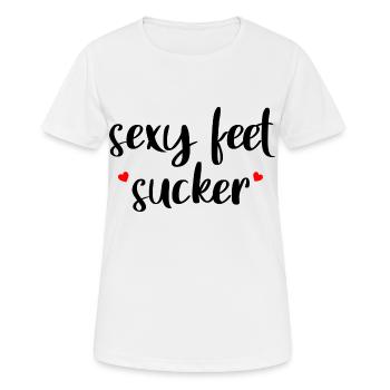 Sexy Feet Sucker - Frauen T-Shirt atmungsaktiv - Weiß - Vorne - AI Model Female 172 dark (172cm)