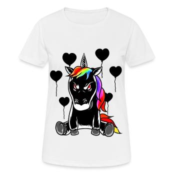 Halloween Einhorn böse schlecht Fabelwesen Horror - Frauen T-Shirt atmungsaktiv - Weiß - Vorne - AI Model Female 172 dark (172cm)