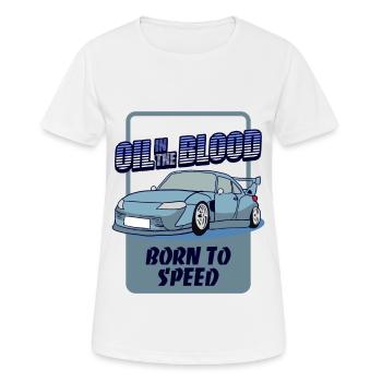 born tuner - oil in the blood - Women's Breathable T-Shirt - white - Front - AI Model Female 172 dark (172cm)