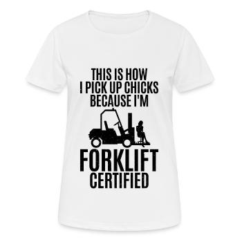 Je suis certifié chariot élévateur - T-shirt respirant Femme - blanc - Devant - AI Model Female 172 dark (172cm)