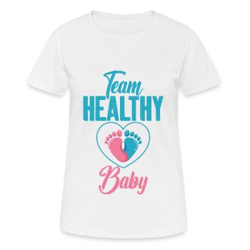 Team Healthy Baby Gender Reveal - Frauen T-Shirt atmungsaktiv - Weiß - Vorne - AI Model Female 172 dark (172cm)