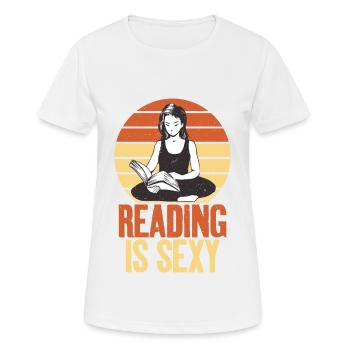 La lecture est un texte de motivation sexy pour le rat de bibliothèque par - T-shirt respirant Femme - blanc - Devant - AI Model Female 172 dark (172cm)