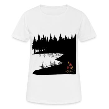 Natur Wildnis Lagerfeuer Romantik Einsamkeit Natur - Frauen T-Shirt atmungsaktiv - Weiß - Vorne - AI Model Female 172 dark (172cm)