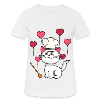 Cat Chef Birthday Gift Hobby Chef Cooking - Women's Breathable T-Shirt - white - Front - AI Model Female 172 dark (172cm)