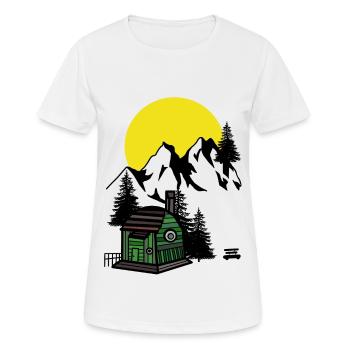 Montagnes Clair de lune Émotion Solitude Montagnes silencieuses - T-shirt respirant Femme - blanc - Devant - AI Model Female 172 dark (172cm)