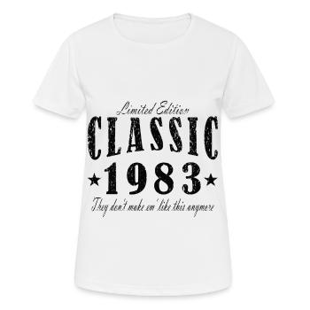 Jahrgang 1983 Klassiker - Frauen T-Shirt atmungsaktiv - Weiß - Vorne - AI Model Female 172 dark (172cm)