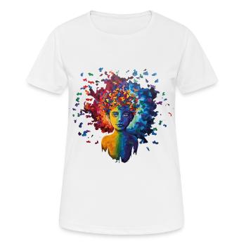 Le design coloré de l’autisme est un signe de diversité - T-shirt respirant Femme - blanc - Devant - AI Model Female 172 dark (172cm)