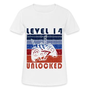 Gamer 14. Geburtstag Level 14 - Frauen T-Shirt atmungsaktiv - Weiß - Vorne - AI Model Female 172 dark (172cm)