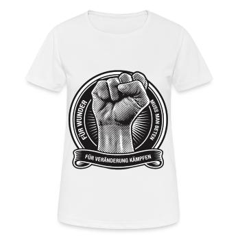 Für Wunder muss man beten für Veränderung kämpfen - Frauen T-Shirt atmungsaktiv - Weiß - Vorne - AI Model Female 172 dark (172cm)