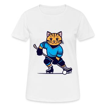 Hockey sur glace enfants chat I drôles d’animaux | Sport - T-shirt respirant Femme - blanc - Devant - AI Model Female 172 dark (172cm)