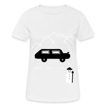 Automobiliste, Autoroute, Hiver, Solitude, Neige, Voiture - T-shirt respirant Femme - blanc - Devant - AI Model Female 172 dark (172cm)