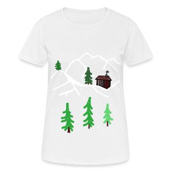 Winter Mountain Hut Solitude Christmas Snow - Women's Breathable T-Shirt - white - Front - AI Model Female 172 dark (172cm)