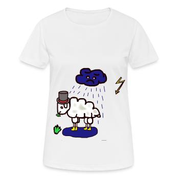 Bad weather: sheep, rain cloud, rain, mutton - Women's Breathable T-Shirt - white - Front - AI Model Female 172 dark (172cm)