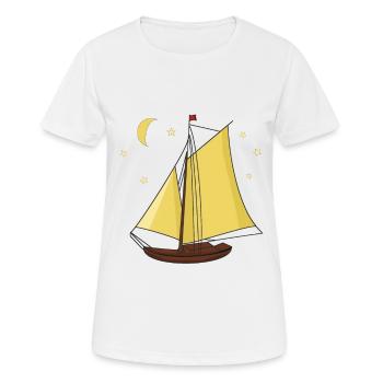 voilier, bateau, navire, marin, étoiles, lune, ahoy - T-shirt respirant Femme - blanc - Devant - AI Model Female 172 dark (172cm)