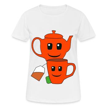 Tea Bag, Teapot, Tea, Enjoyment, Beverage, Cup - Women's Breathable T-Shirt - white - Front - AI Model Female 172 dark (172cm)