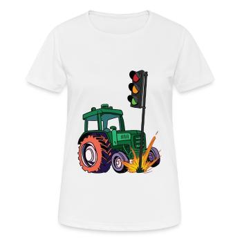 The traffic lights have to go! Tractor rams traffic light - Women's Breathable T-Shirt - white - Front - AI Model Female 172 dark (172cm)